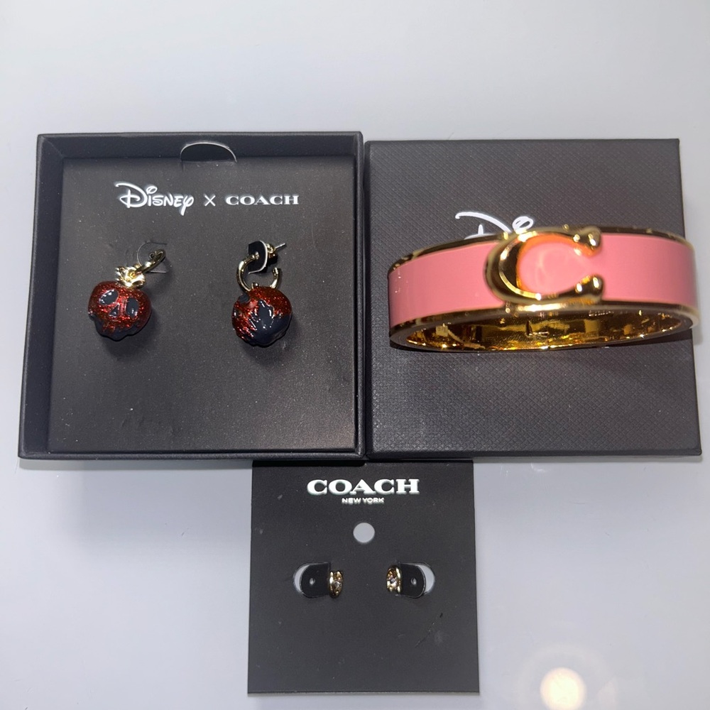 Coach Pink Enamel Cuff Bracelet with Gold-Tone 'C' Accent - Picture 11 of 12